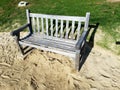 Bench on beach park sunny day