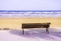 Bench beach sea blue sky nature Royalty Free Stock Photo