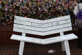 Bench behind heart padlocks in Seoul Royalty Free Stock Photo