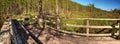 Bench on a boardwalk overlooks wetlands in the Corkscrew Swamp Royalty Free Stock Photo