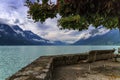 Bench at Brienz lake, Switzerland Royalty Free Stock Photo