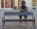 Bench with bronze sculpture of Napoleon in Bratislava, Slovakia