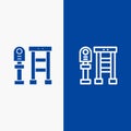 Bench, Bus, Station, Stop Line and Glyph Solid icon Blue banner Line and Glyph Solid icon Blue banner