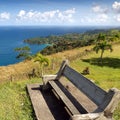 Bench on Castara bay - Tobago island - Caribbean sea