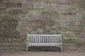 Bench in castle courtyard