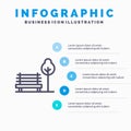 Bench, Chair, Park, Hotel Blue Infographics Template 5 Steps. Vector Line Icon template Royalty Free Stock Photo