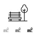 Bench, Chair, Park, Hotel Bold and thin black line icon set Royalty Free Stock Photo