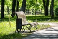 Bench in a city garden Royalty Free Stock Photo