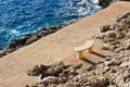 Bench At The Edge Of Water Royalty Free Stock Photo