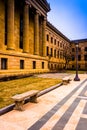 Bench and exterior of the Art Museum in Philadelphia, Pennsylvania. Royalty Free Stock Photo