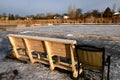 Bench for fans for an outdoor ie hockey arena