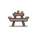 Bench, Food, Park, Seat, Picnic Flat Color Icon. Vector icon banner Template