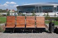 Bench in front of Donbass Arena Royalty Free Stock Photo
