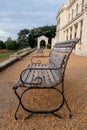 Bench in front of the newly renovated mansion at Gunnersbury Park and Museum on the Gunnersbury Estate, London UK.