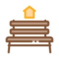 Bench homeless home icon vector outline illustration Royalty Free Stock Photo