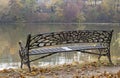 Bench on the lake shore, raw