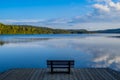 Bench with lake view on La Mauricie National Park Quebec