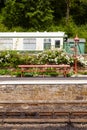 A Bench and Lampost on Goathland Station, England Royalty Free Stock Photo