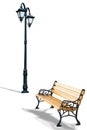 Bench and lamppost Royalty Free Stock Photo