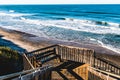 Bench on Landing of Staircase at South Carlsbad State Beach Royalty Free Stock Photo