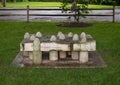 `Bench`, a limestone sculpture by Cam Schoepp in the Fort Worth Botanic Garden, Texas.