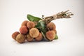 Bench of lychee isolated on white background