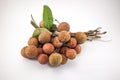 Bench of lychee on white background