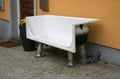 Bench made out of an old bathtub