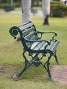 Bench made of steel set in a park green color