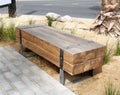 Bench made of wooden bars.