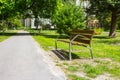 Bench on Margaret Island in Budapest in spring. Hungary