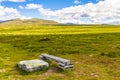 Bench mountain and landscape nature panorama Rondane National Park Norway Royalty Free Stock Photo