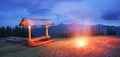 Bench and night on the mountain Royalty Free Stock Photo