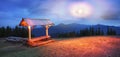 Bench and night on the mountain Royalty Free Stock Photo