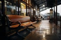 A bench offers comfort for travelers near the ticket counter