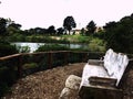 Bench overlooking lake sf