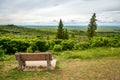 A bench overlooking Lookout Point in Cypress Hills Interprovincial Park