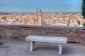 Bench overlooking the old town of Verona, Italy