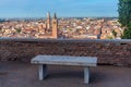 Bench overlooking the old town of Verona, Italy