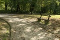 Bench in the park in the autumn days Royalty Free Stock Photo