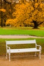 Bench in park in autumn