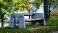 Bench in park in autumn