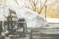 Bench in the park in the spring