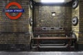 bench on the platform at Baker Street underground train station in London Royalty Free Stock Photo