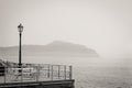 Bench on the promenade facing the Mediterranean Sea at Genoa Nervi Royalty Free Stock Photo