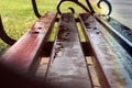 Bench in the rain drops in the park. Autumn. Royalty Free Stock Photo