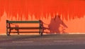 Bench and red wall. Island of Fanoe in Denmark Royalty Free Stock Photo