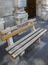 Bench is reminder of segregation policy with inscription in Latin WHITES ONLY in Cape Town