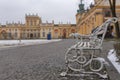 Bench in The royal Wilanow Palace in Warsaw, Poland Royalty Free Stock Photo