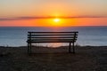 Bench with sea view at sunset, Sicily island, Italy Royalty Free Stock Photo